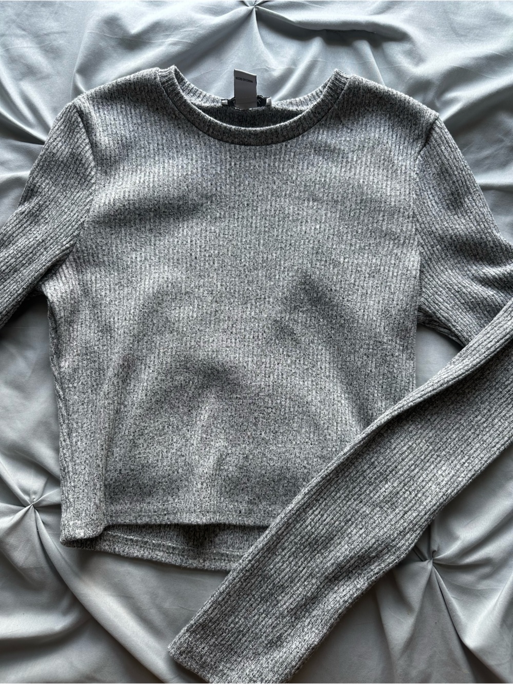 Revamped Gray Ribbed Long Sleeve Tee